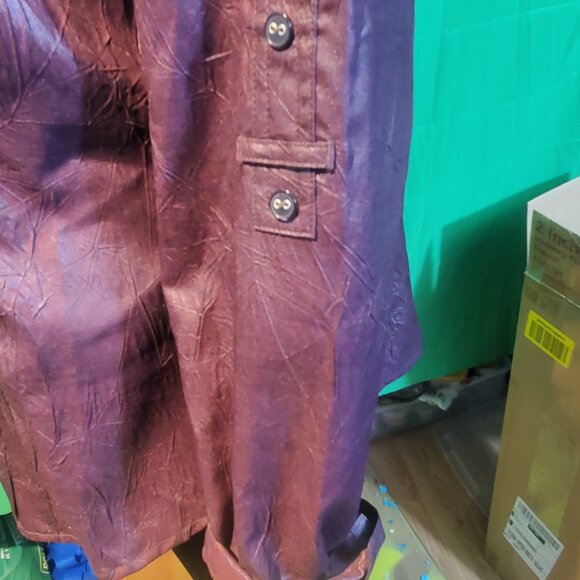 Marie claire women's long sleeves shirt leather effects button down crimson red - Picture 10 of 12